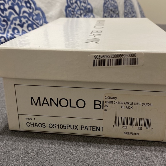 MANOLO BLAHNIK Chaos Ankle Cuff Sandal/ Black Patent size 39 - Picture 12 of 13